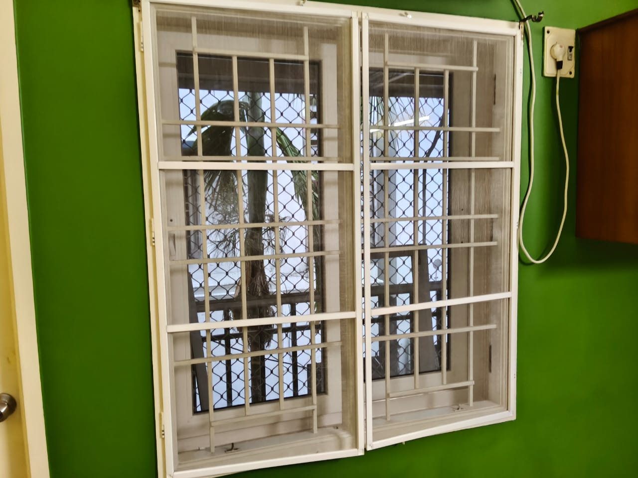 Premium UPVC Casement Window with Decorative Grills - White Frame