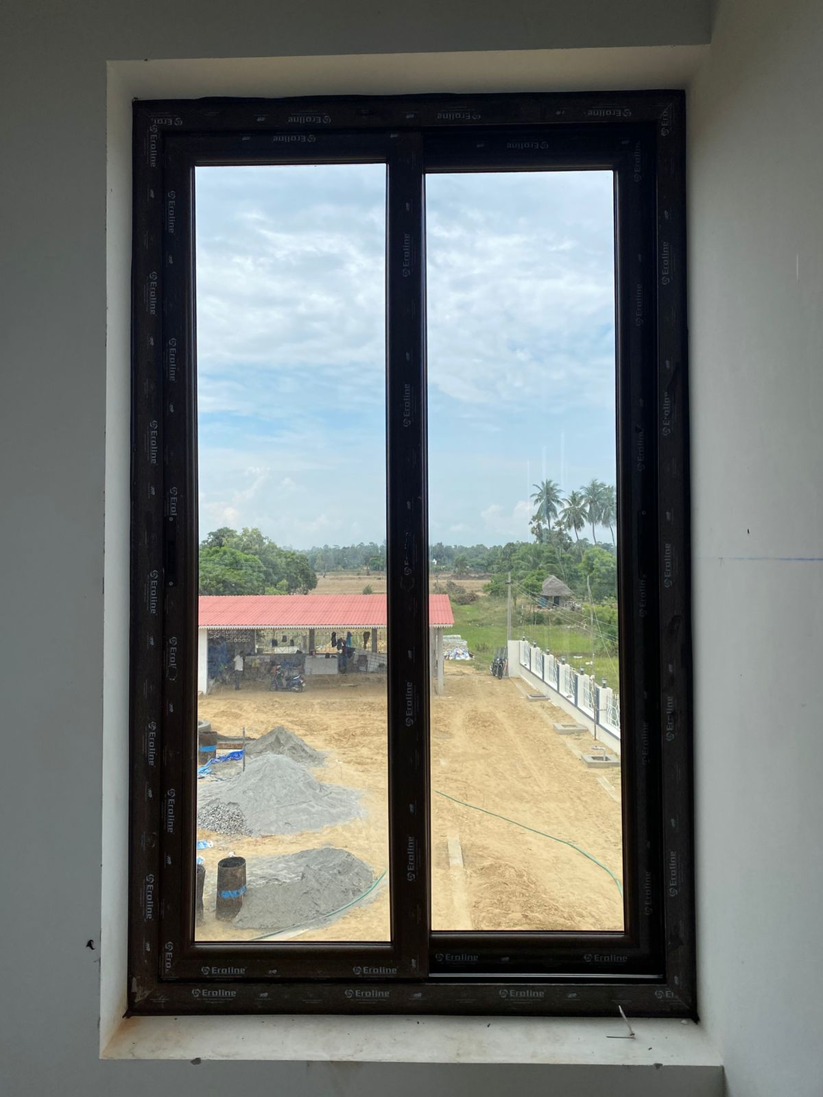 Eroline UPVC Sliding Window - Black Frame Dual Track System