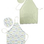 HOUZZCODE PARENT/KID GREEN CARS APRON SET WITH CAPS