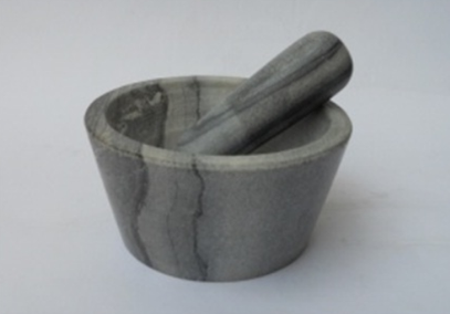 Gray Wave Marble Mortar and Pestle