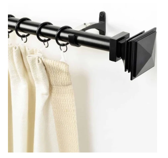 Black 36 Inch expandable to 66 Inch Iron Set of 2 Curtain Rods with Bracket