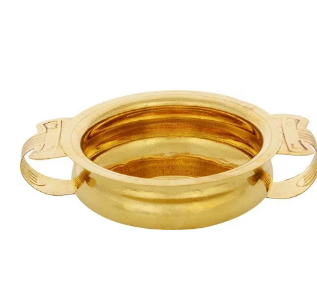 Kanpra Decorative Brass Urli Bowl for flowers Brass Handicraft Home Décor Brass Decorative Platter Decorative Showpiece – 5 cm (Brass, Gold)
